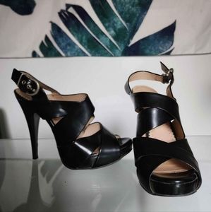 Black Strappy Heels - Bambi